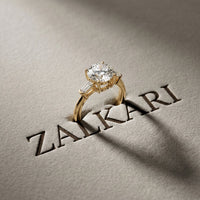 Round Lab Grown Diamond Celestia Three Stone White Gold Ring
