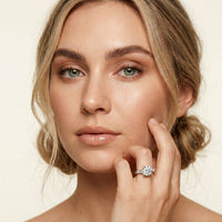 Round Lab Grown Diamond Celestia Three Stone White Gold Ring