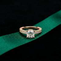 2.20CTWCushion Vintage Milgrain Lab Grown Diamond Engagement Ring For Women Rose Gold