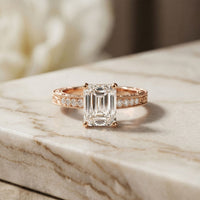 2.20CTW Emerald Cut Vintage Engraved Lab Grown Diamond For Women Rose Gold
