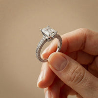 2.20CTW Emerald Cut Vintage Engraved Lab Grown Diamond For Women White