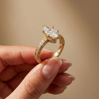 2.25CTW Marquise Antique Inspired Lab Grown Diamond Ring For Women Gold