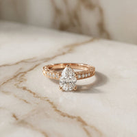 2.20CTW Pear Cut Vintage Scrollwork Lab Grown Diamond For Women Rose Gold