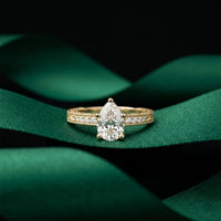 2.20CTW Pear Cut Vintage Scrollwork Lab Grown Diamond For Women Gold