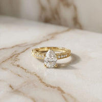 2.20CTW Pear Cut Vintage Scrollwork Lab Grown Diamond For Women Gold