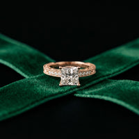 2.20CTW Princess Cut Ornate Milgrain Lab Grown Diamond Engagement Ring For Women Rose Gold