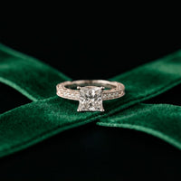 2.20CTW Princess Cut Ornate Milgrain Lab Grown Diamond Engagement Ring For Women White