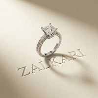2.20CTW Princess Cut Ornate Milgrain Lab Grown Diamond Engagement Ring For Women White