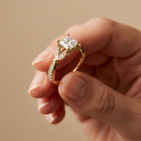 1.80CTW Asscher Cut Nature Inspired Lab Grown Diamond Ring For Women Gold