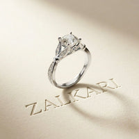 1.80CTW Cushion Cut Botanical Accent Lab Grown Diamond Ring For Women White