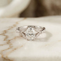 1.80CTW Oval Cut Garden Inspired Lab Grown Diamond Ring For Women White