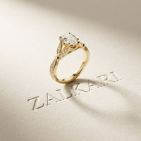 1.80CTW Pear Cut Leaf Design Lab Grown Diamond Engagement Ring For Women Gold