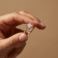 1.80CTW Princess Cut Elegant Leaf Accent Lab Grown Diamon Ring For Women Rose Gold