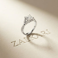 1.80CTW Princess Cut Elegant Leaf Accent Lab Grown Diamon Ring For Women White