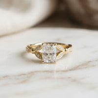 1.80CTW Radiant Cut Botanical Accent Lab Grown Diamond Ring For Women Gold