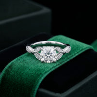 1.80CTW Round Cut Elegant Leaf Accent Lab Grown Diamond Ring For Women White