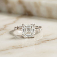 2.95CTW Asscher Cut Vintage Milgrain Lab Grown Diamond Ring For Women White