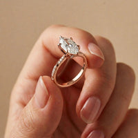 2.95CTW Marquise Cathedral Pavé Lab Grown Diamond Ring For Women Rose Gold