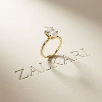 2.95CTW Marquise Cathedral Pavé Lab Grown Diamond Ring For Women Gold