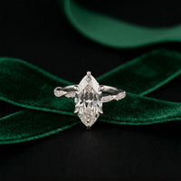 2.95CTW Marquise Cathedral Pavé Lab Grown Diamond Ring For Women White