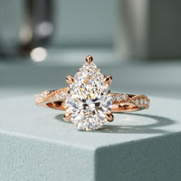 2.95CTW Pear Cut Antique Filigree Lab Grown Diamond Ring For Women Rose Gold