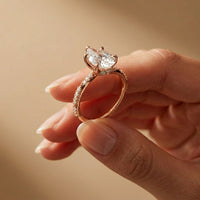 2.95CTW Pear Cut Antique Filigree Lab Grown Diamond Ring For Women Rose Gold