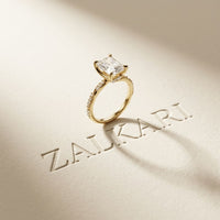 2.95CTW Radiant Cut Elegant Engraved Lab Grown Engagement Ring For Women Gold
