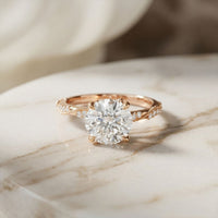 2.95CTW Round Cut Timeless Vintage Lab Grown Diamond Ring For Women Rose Gold