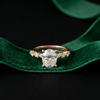 2.35CTW Oval Cut Pear Accent Lab Grown Diamond Ring For Women Rose Gold