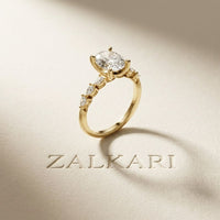 2.35CTW Oval Cut Pear Accent Lab Grown Diamond Ring For Women Gold
