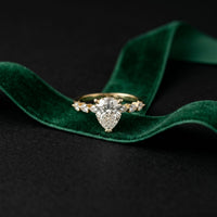2.35CTW Pear Cut Elegant Side Stone Lab Grown Diamond Ring For Women Gold