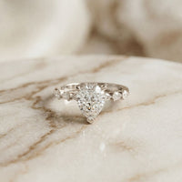 2.35CTW Pear Cut Elegant Side Stone Lab Grown Diamond Ring For Women White