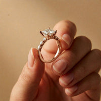 2.35CTW Princess Cut Pear Accent Lab Grown Diamond Ring For Women Rose Gold