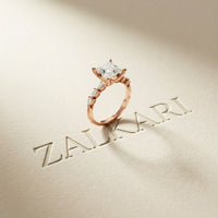 2.35CTW Princess Cut Pear Accent Lab Grown Diamond Ring For Women Rose Gold