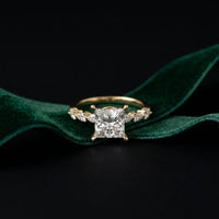 2.35CTW Princess Cut Pear Accent Lab Grown Diamond Ring For Women Gold