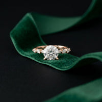 2.35CTW Round Cut Pear Shoulder Lab Grown Diamond Ring For Women Rose Gold