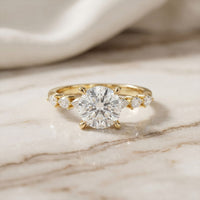 2.35CTW Round Cut Pear Shoulder Lab Grown Diamond Ring For Women Gold