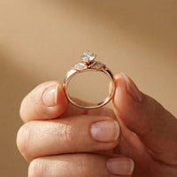 0.35CTW Round Cut Geometric Accent Lab Grown Diamon Ring For Women Rose Gold