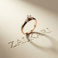 0.35CTW Round Cut Geometric Accent Lab Grown Diamon Ring For Women Rose Gold