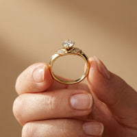 0.35CTW Round Cut Geometric Accent Lab Grown Diamon Ring For Women Gold
