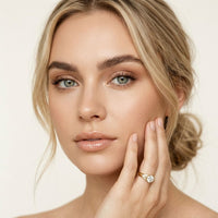 0.35CTW Round Cut Geometric Accent Lab Grown Diamon Ring For Women Gold