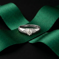 0.35CTW Round Cut Geometric Accent Lab Grown Diamon Ring For Women White