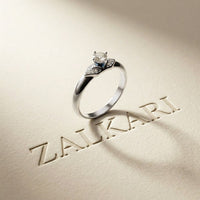 0.35CTW Round Cut Geometric Accent Lab Grown Diamon Ring For Women White