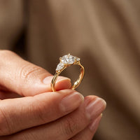 Round Lab Grown Diamond Elara Three Stone Ring For Her