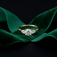 Round Lab Grown Diamond Elara Three Stone Ring For Her