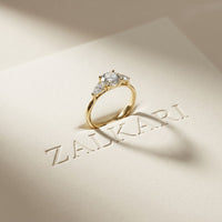 Round Lab Grown Diamond Elara Three Stone Ring For Her