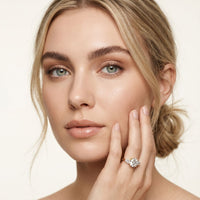 Round Lab Grown Diamond Elara Three Stone Ring For Her