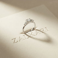 Round Lab Grown Diamond Elara Three Stone Ring For Her