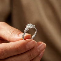 Round Lab Grown Diamond Elara Three Stone Ring For Her