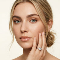 Round Lab Grown Diamond Elara Three Stone Ring For Her